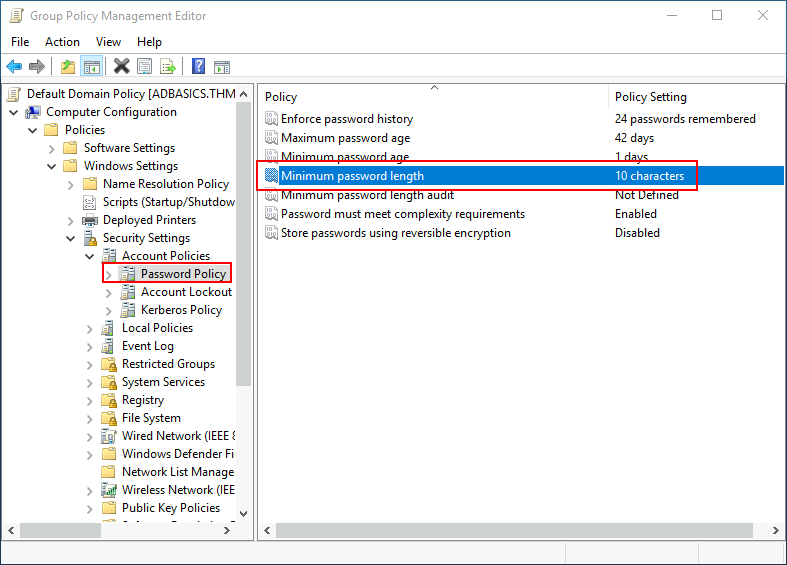 Password policy GPO
