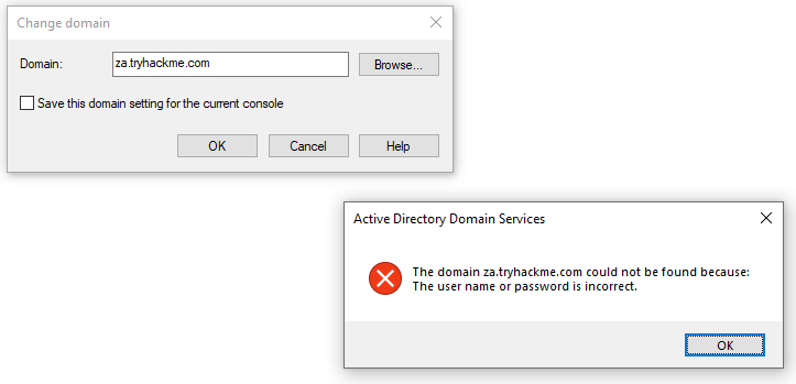 MMC failed start due to credentials