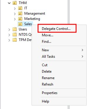 Delegating OU control