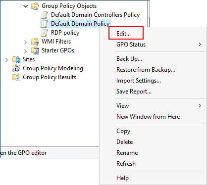 Editing a GPO settings